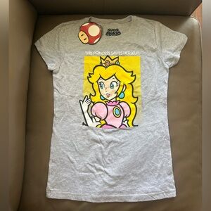 Super Mario Princess Peach Gray Kids T-Shirt